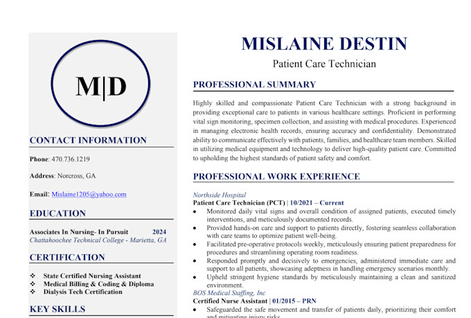 craft a job winning medical resume, cover letter and linkedin profile for health